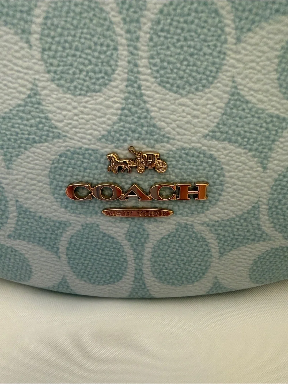 🩵Coach NWT Light Blue Signature Canvas Mini Payton Shoulder Bag/ Gold Hardware